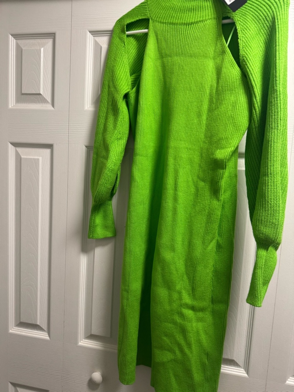 Fashion Nova Neon Green Ribbed Sweater Mini Dress - Picture 3 of 8
